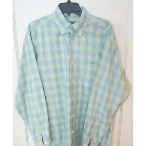 Talbots Plaid Long Sleeve Green Button Down Men Shirt Size L